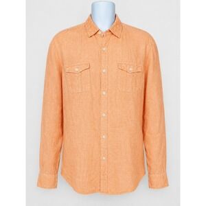 Murano Baird McNutt Linen Shirt Mens XL Orange Summer Resort Beach Vacation Slim